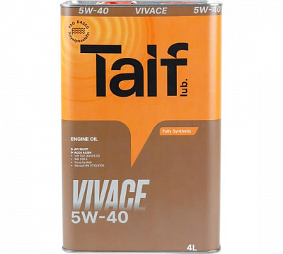 TAIF VIVACE Моторное масло 5W40 Син SL CF- RUS-4л